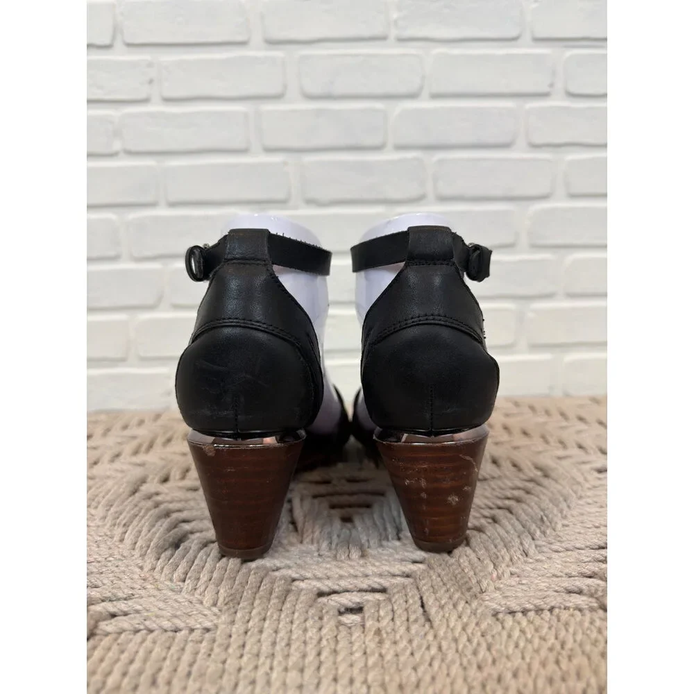 Franco Sarto Della Wedge Sandals Black Leather Strappy Size 6